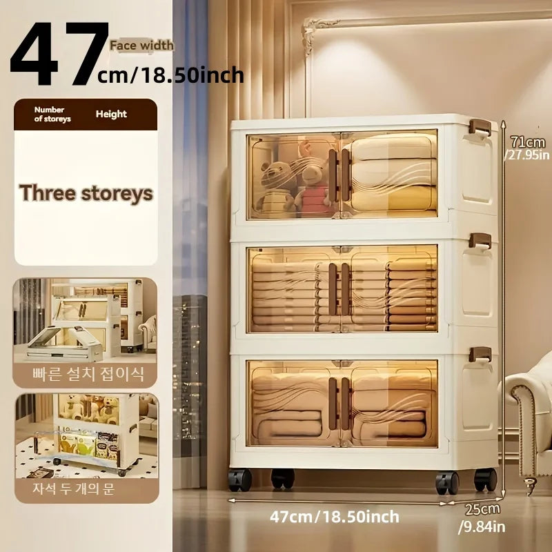 NONECN Foldable Storage Box With Clear Door For Organizing Clothes