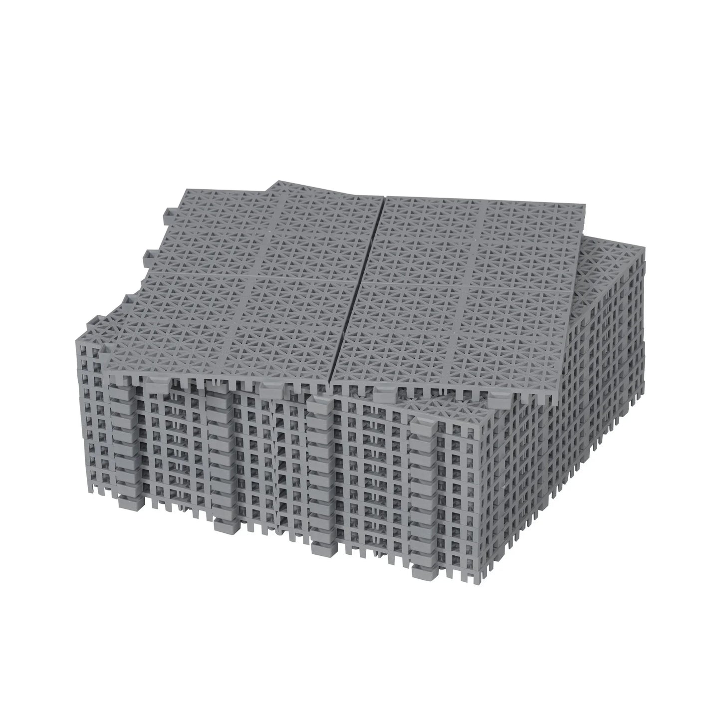 12 x 12 Inch Gray Interlocking Deck Tiles Plastic Waterproof Outdoor All Weather Anti-slip Bathroom
