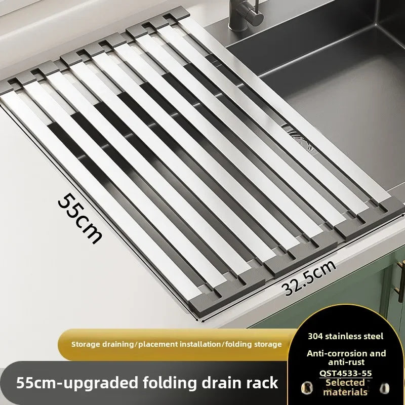 Dutrieux Stainless Steel Kitchen Sink Drain Rack Foldable