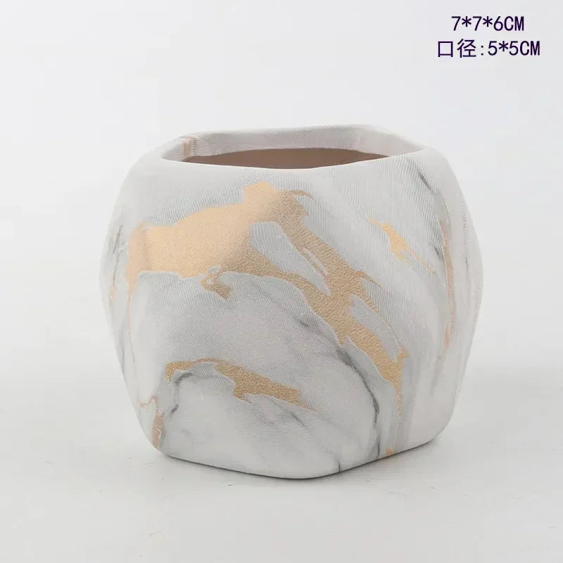 Ceramic Water Transfer Succulent Flower Pots for Home Office Decor