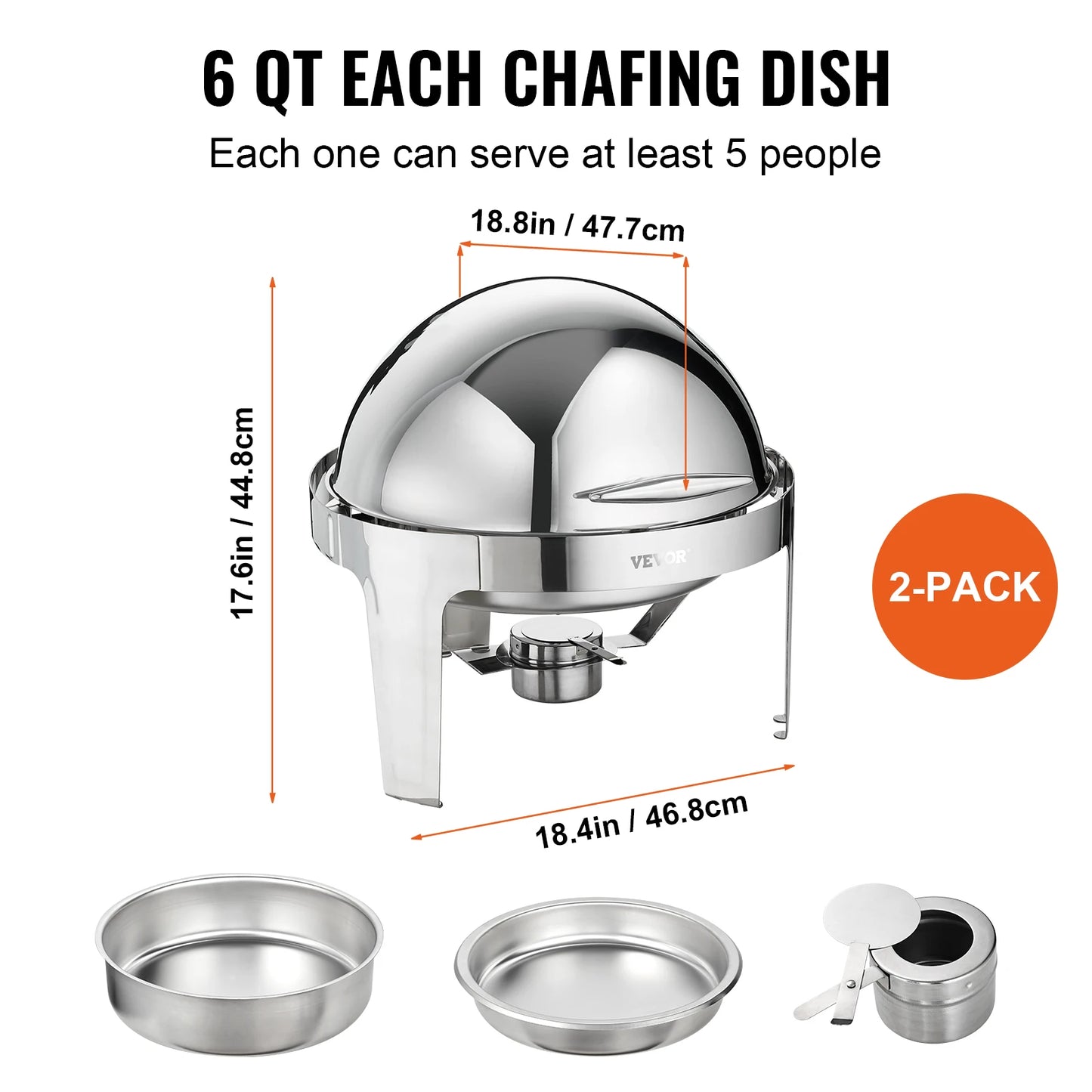 SucceBuy Roll Top Chafing Dish Buffet Set Stainless Chafer