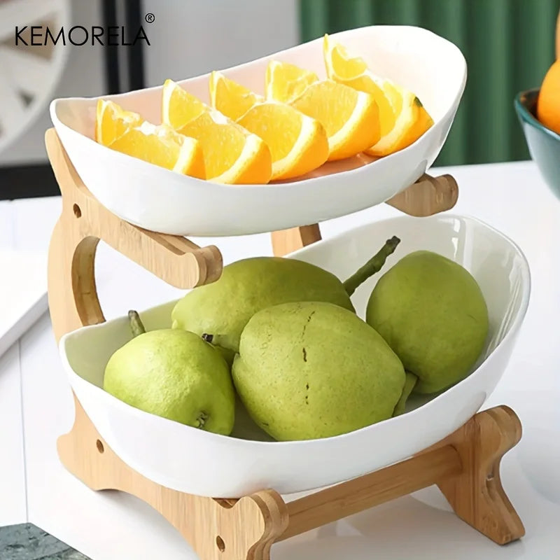 KEMORELA 2/3 Layer Fruit Plate Multi-Tier Fruit Tray