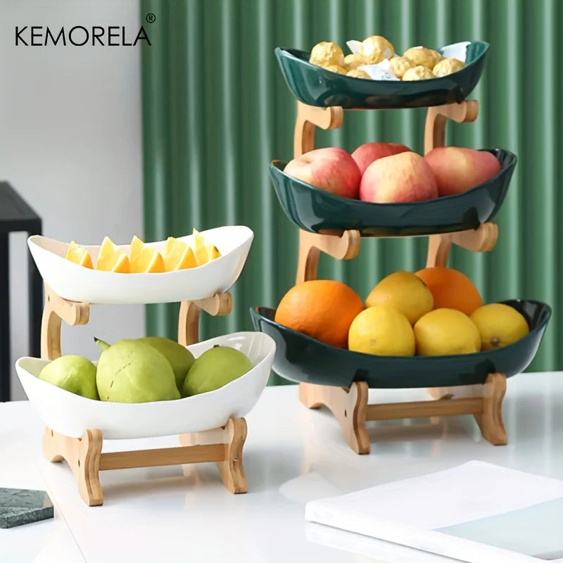 KEMORELA 2/3 Layer Fruit Plate Multi-Tier Fruit Tray