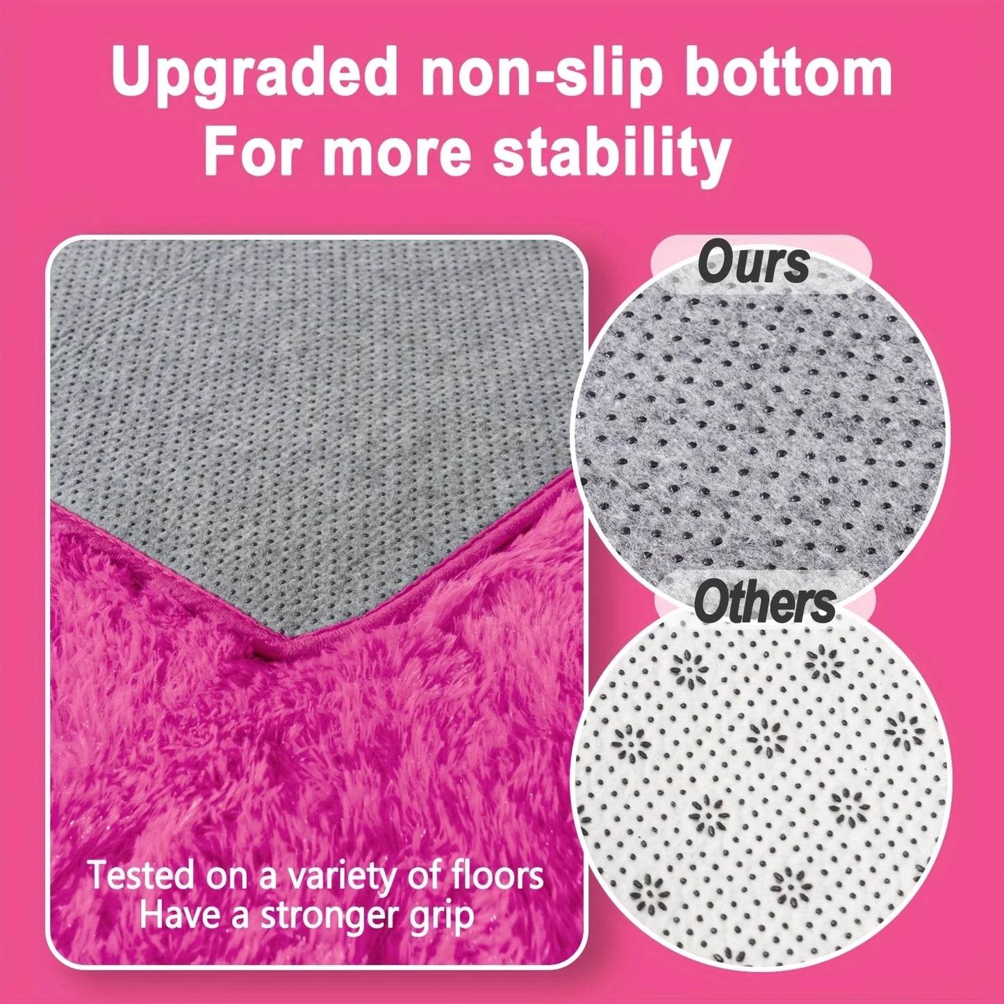 Hot Pink Soft Shaggy Non-Slip Rugs for Living Room/Bedroom/Nursery–Luxury Plush Carpet with 4 Rug Stickers,Ideal Room Decor Rug