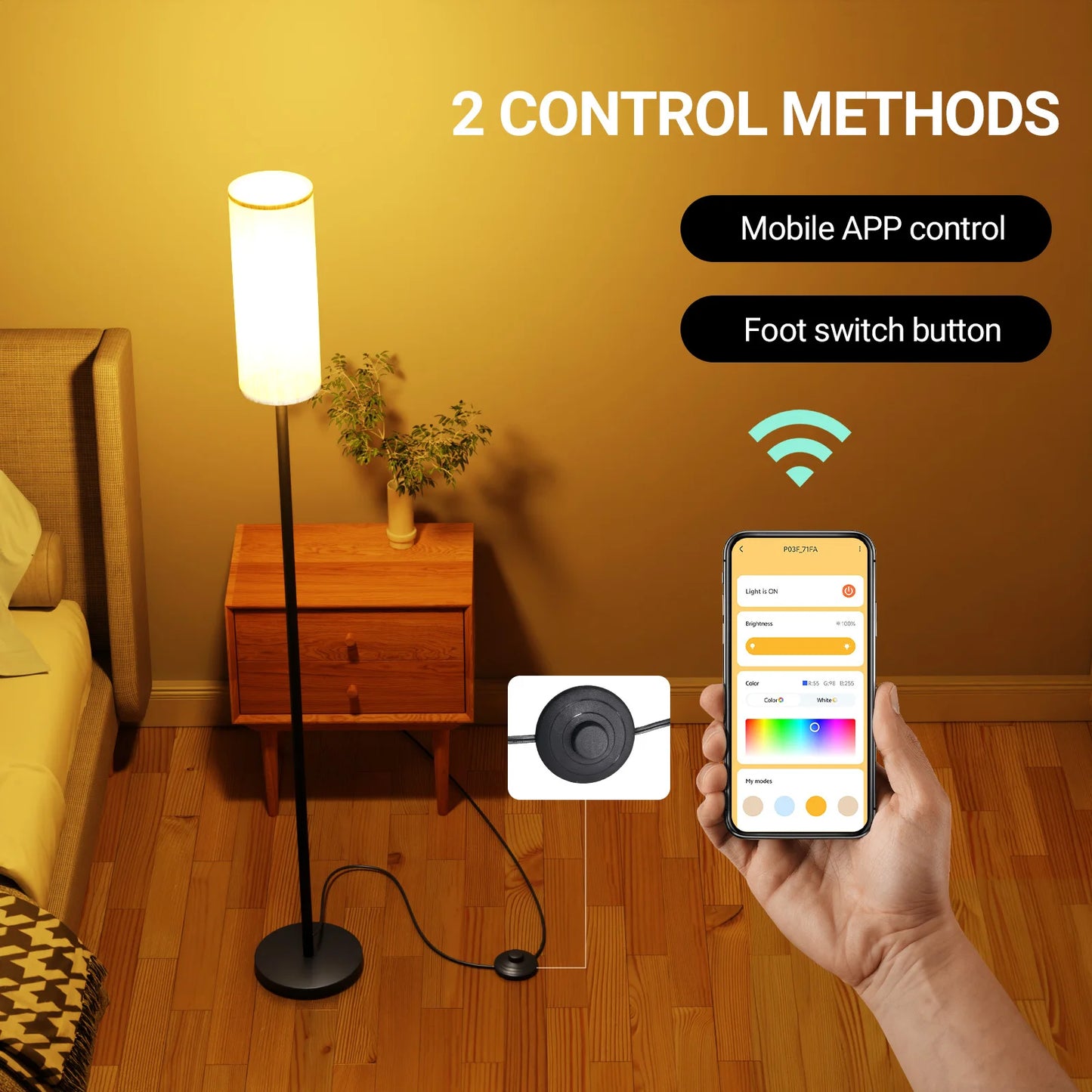 1PC 63 - inch Modern RGB Floor Lamp with Voice Control: Dimmable, Ideal for Bedroom/Party, Adjustable Warm Light