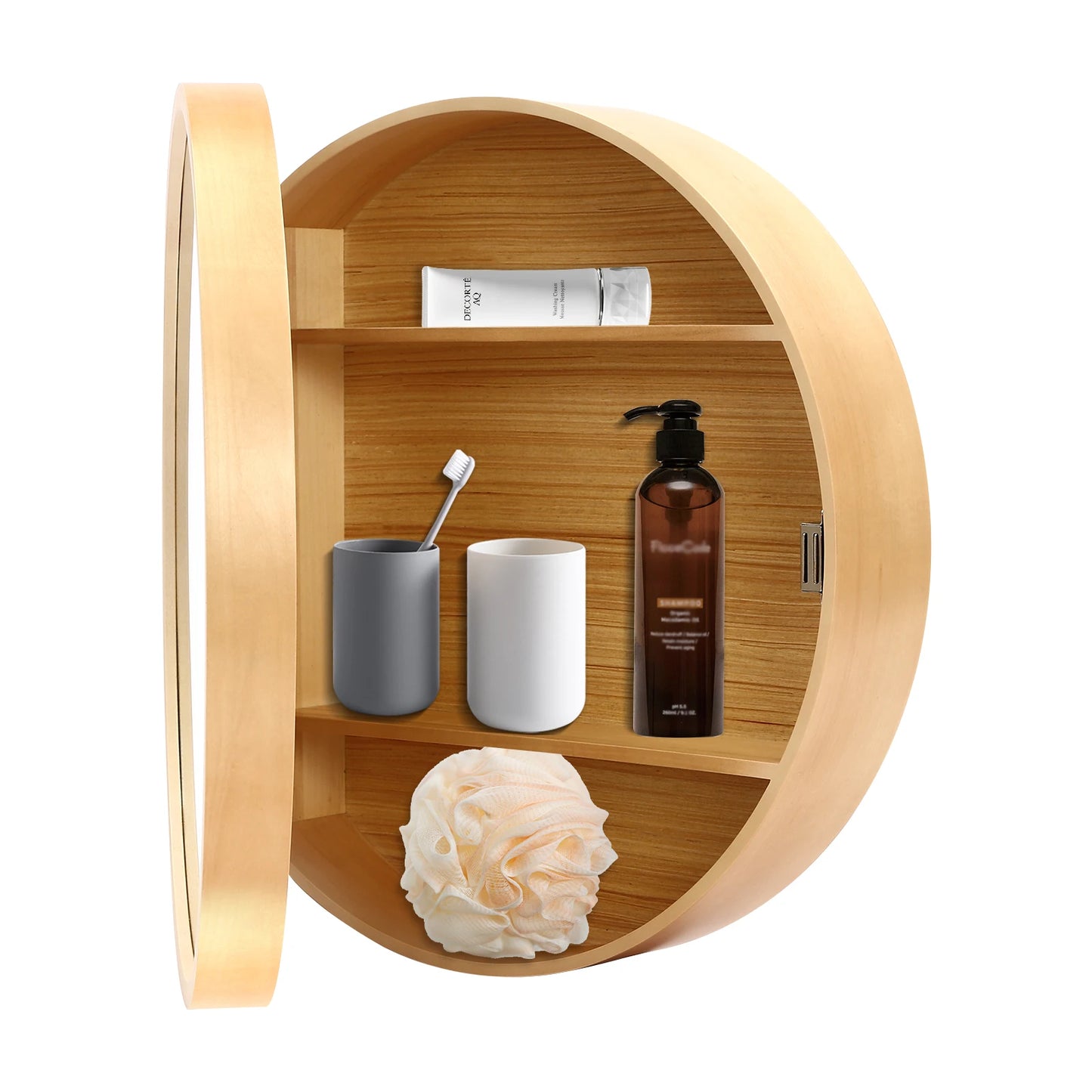 Wall Mounted Mirror Cabinet 2-in-1 Round Mirror Cabinet for Bathroom