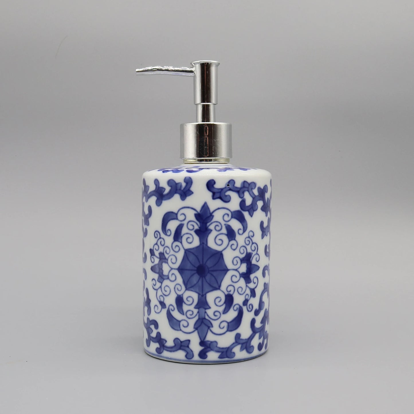 Liquid Soap Dispenser, Blue & White Ceramic, Bathroom Accessory