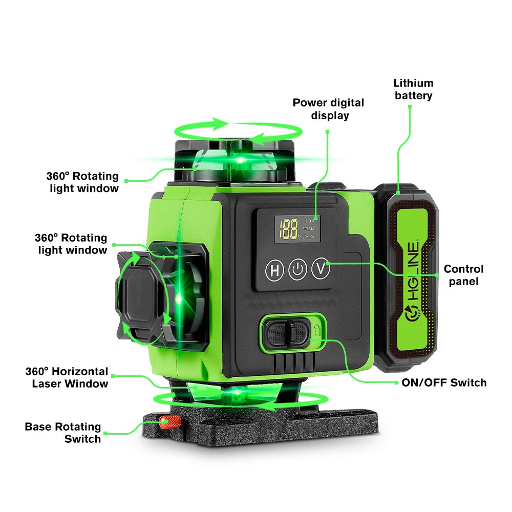 HGLINE 16 Line Laser Level With Tripod And App Remote