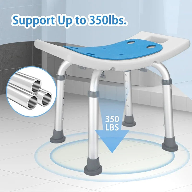 Adjustable Bath Stool Chair for Shower Anti Slip Aluminum Legs