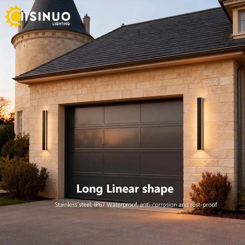 IISINUO Waterproof Outdoor Wall Lamp LED Linear Lighting IP65 Aluminum Sconces