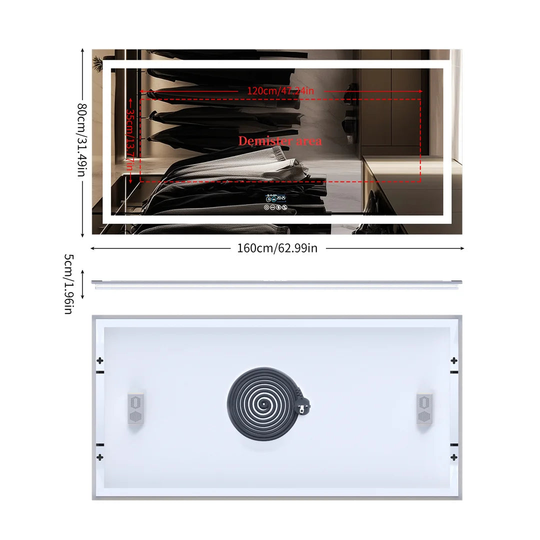 LUVODI Illuminated Bluetooth Bathroom Mirror With Defog And Speaker