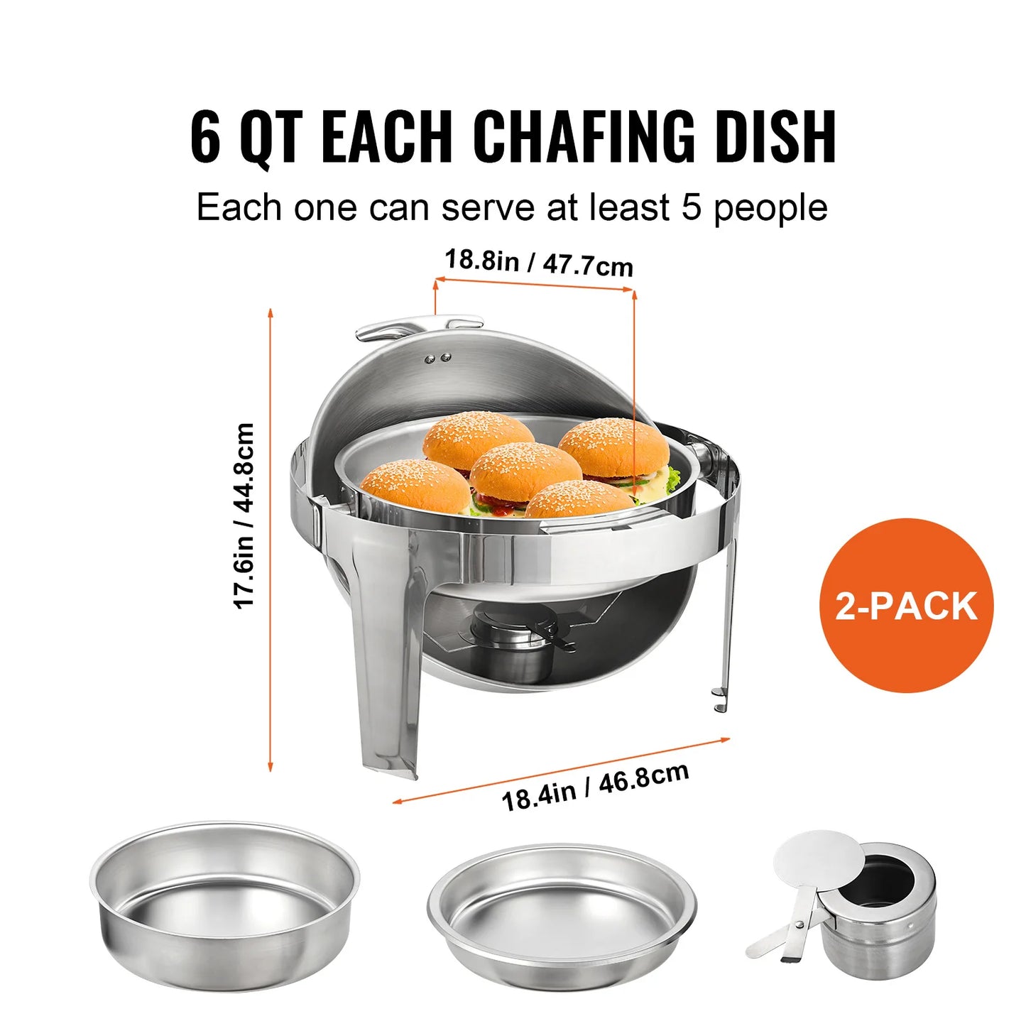 SucceBuy Roll Top Chafing Dish Buffet Set Stainless Chafer