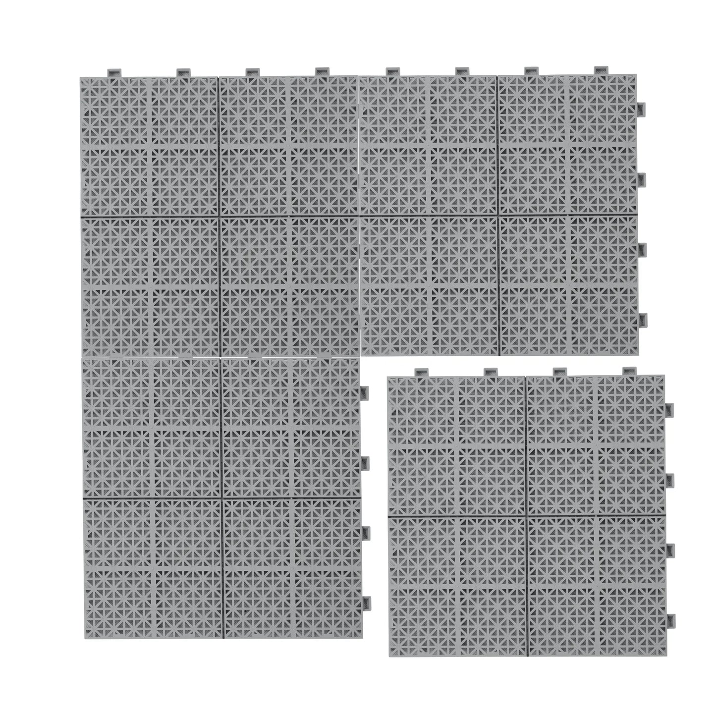 12 x 12 Inch Gray Interlocking Deck Tiles Plastic Waterproof Outdoor All Weather Anti-slip Bathroom