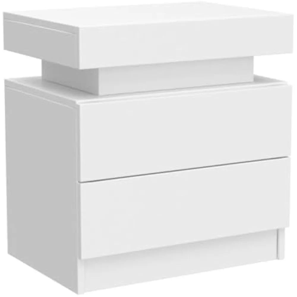 Nightstand Set of 2 LED Nightstand with 2 Drawers,Night Stand Set 2 with LED Light,Bedside Table with Drawers for Bedroom