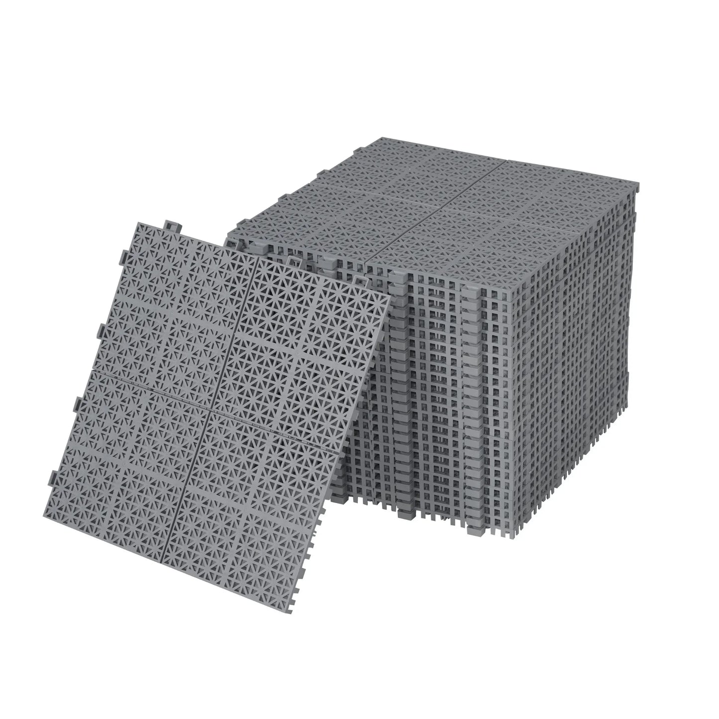 12 x 12 Inch Gray Interlocking Deck Tiles Plastic Waterproof Outdoor All Weather Anti-slip Bathroom