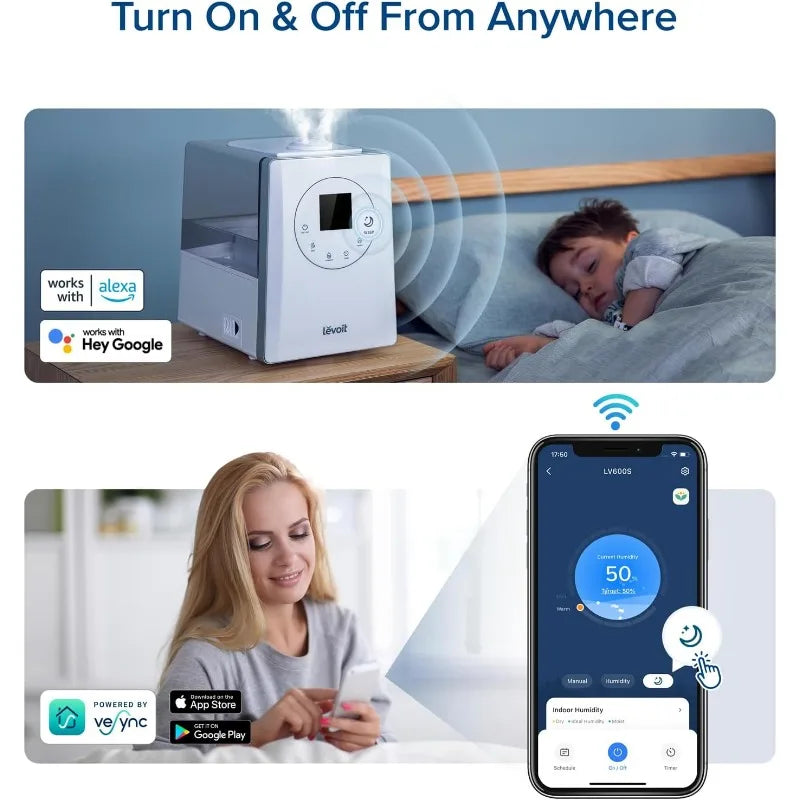 LEVOIT LV600S Smart Warm and Cool Home Bedroom Large Room, (6L) 753ft² Coverage, App & Voice Control - Quiet Sleep Mode