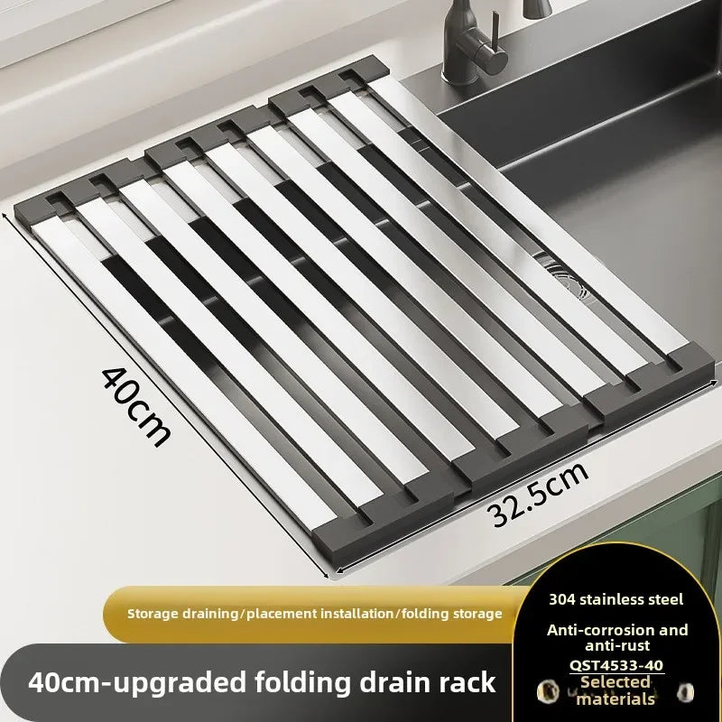 Dutrieux Stainless Steel Kitchen Sink Drain Rack Foldable