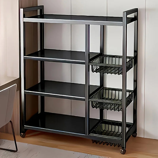 New Heavy-Duty Faridabio 4-Tier Freestanding Shelf with 3 Baskets - Durable Carbon Steel, for Kitchen, Bathroom, Tool Organizati