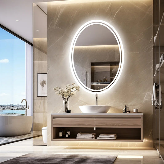 LUVODI Oval LED Backlit Bathroom Vanity Mirror Anti Fog Dimmable