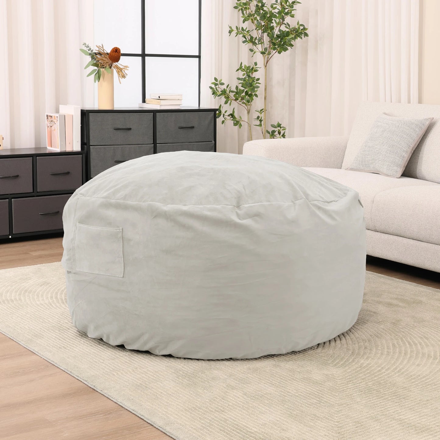 JHK Oversized 3/4FT Bean Bag Chair for Gaming and Reading Foam Filled Couch with Removable Washable Cover Living Room Furniture