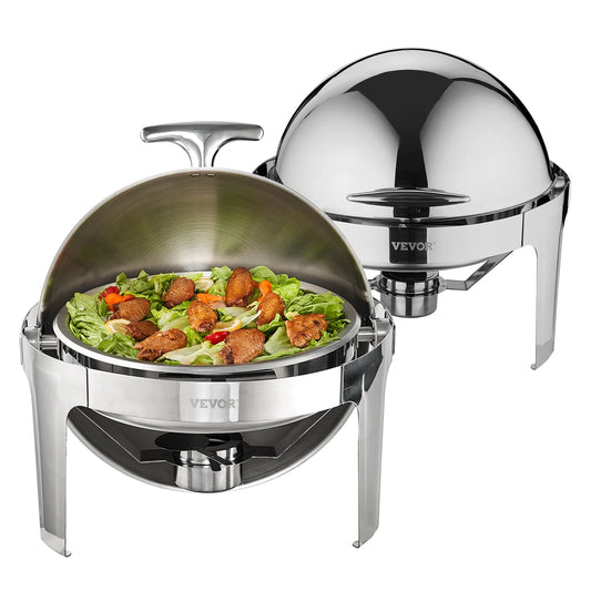 SucceBuy Roll Top Chafing Dish Buffet Set Stainless Chafer