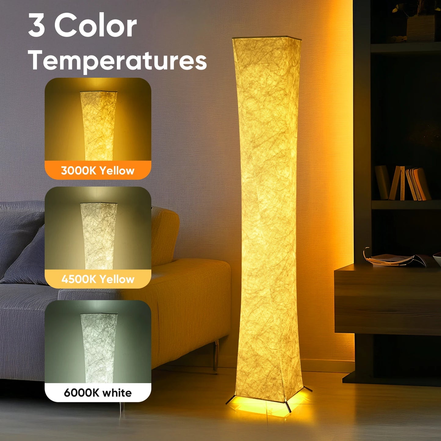 Slim Soft Light Floor Lamp LED With Tyvek Fabric Shade