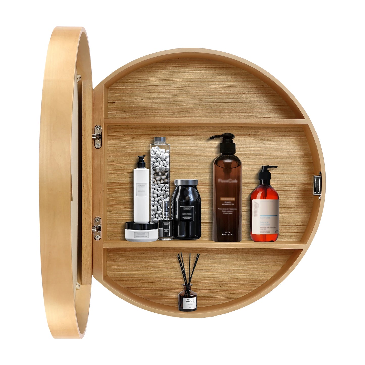 Wall Mounted Mirror Cabinet 2-in-1 Round Mirror Cabinet for Bathroom
