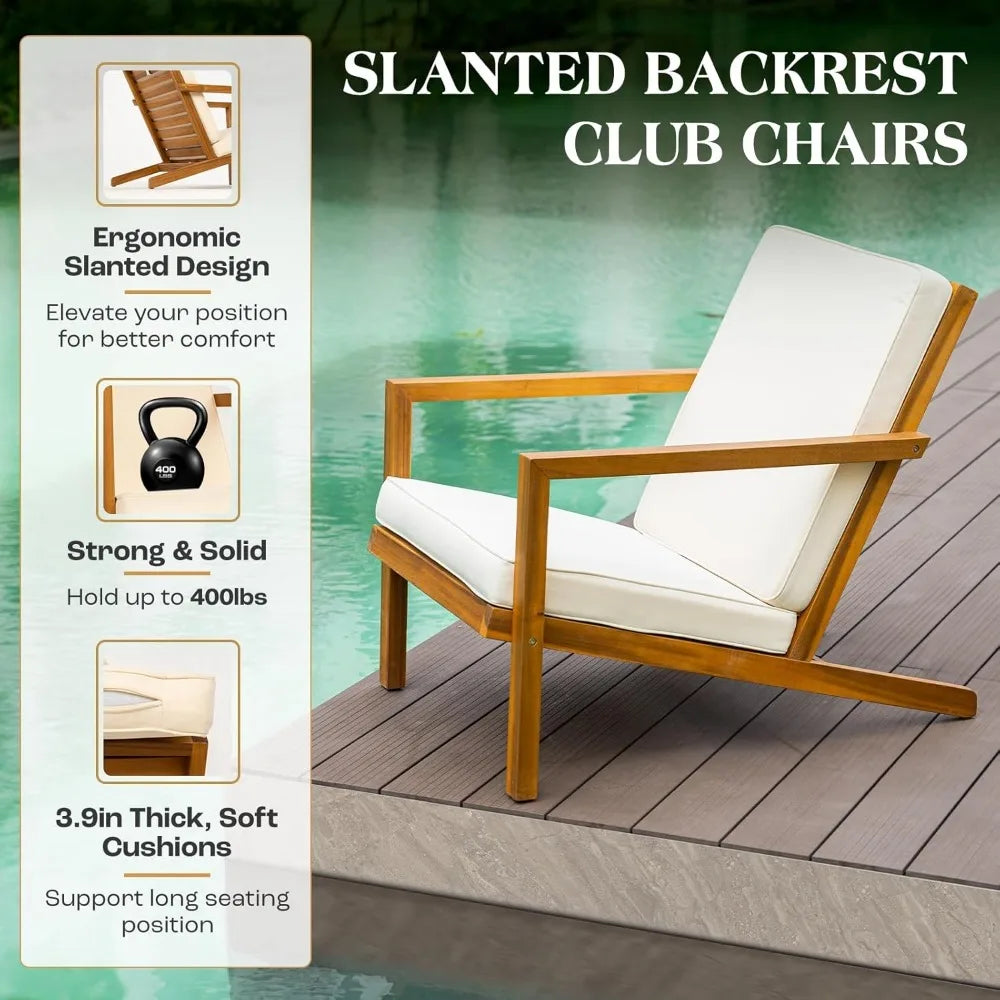 NEW - Natural 3-Piece Patio Bistro Sets with Foldable 400lbs Weight Chairs, a 220lbs Shelf Table, Made from-Innovative design
