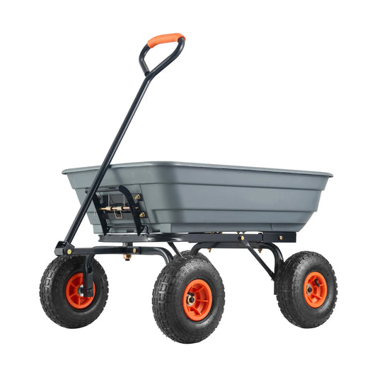 SucceBuy Dump Cart Garden Wagon With Easy Dumping Handle
