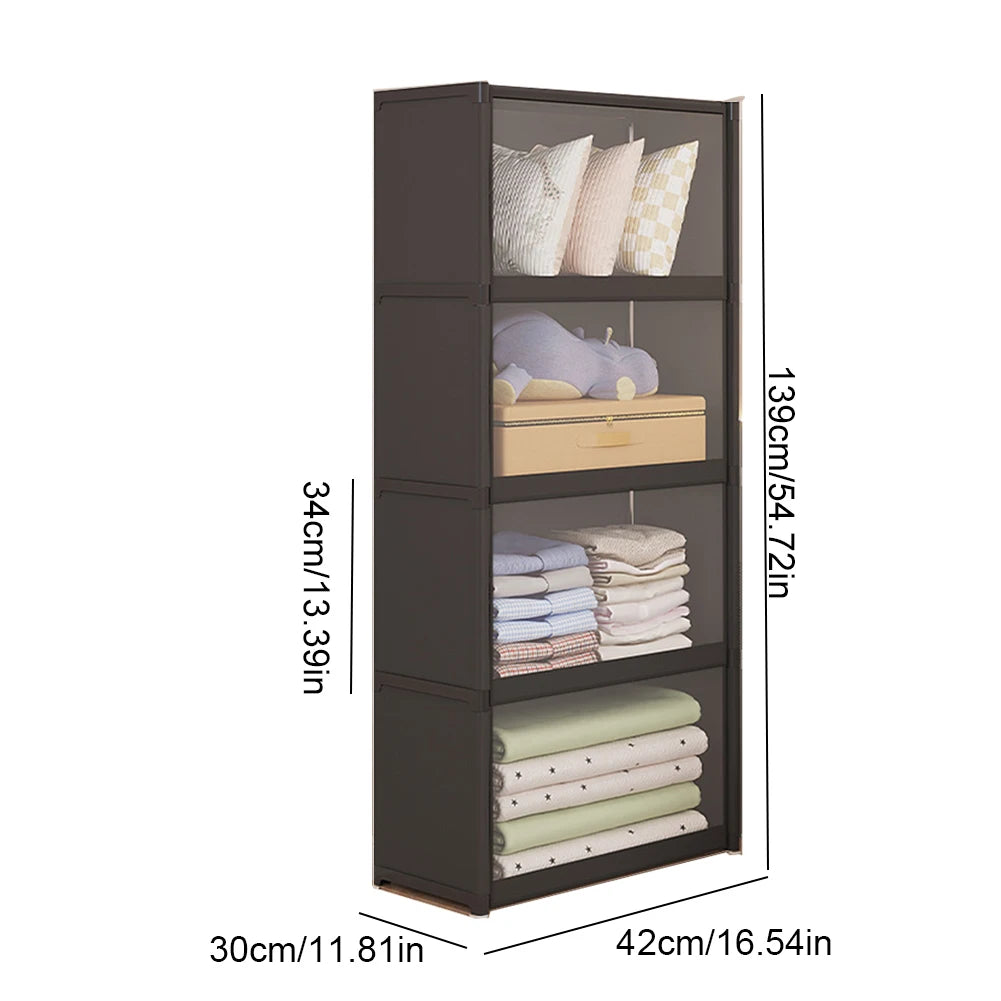 Portable Closet Wardrobe with Lid Closet Organizer Dustproof Clothes Storage Organizer Multi-layer Storage Rack for Home Bedroom