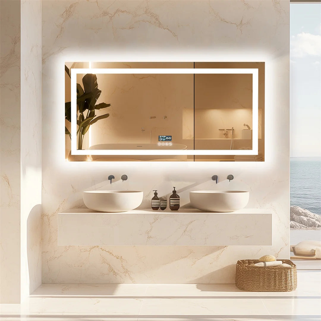 LUVODI Illuminated Bluetooth Bathroom Mirror With Defog And Speaker