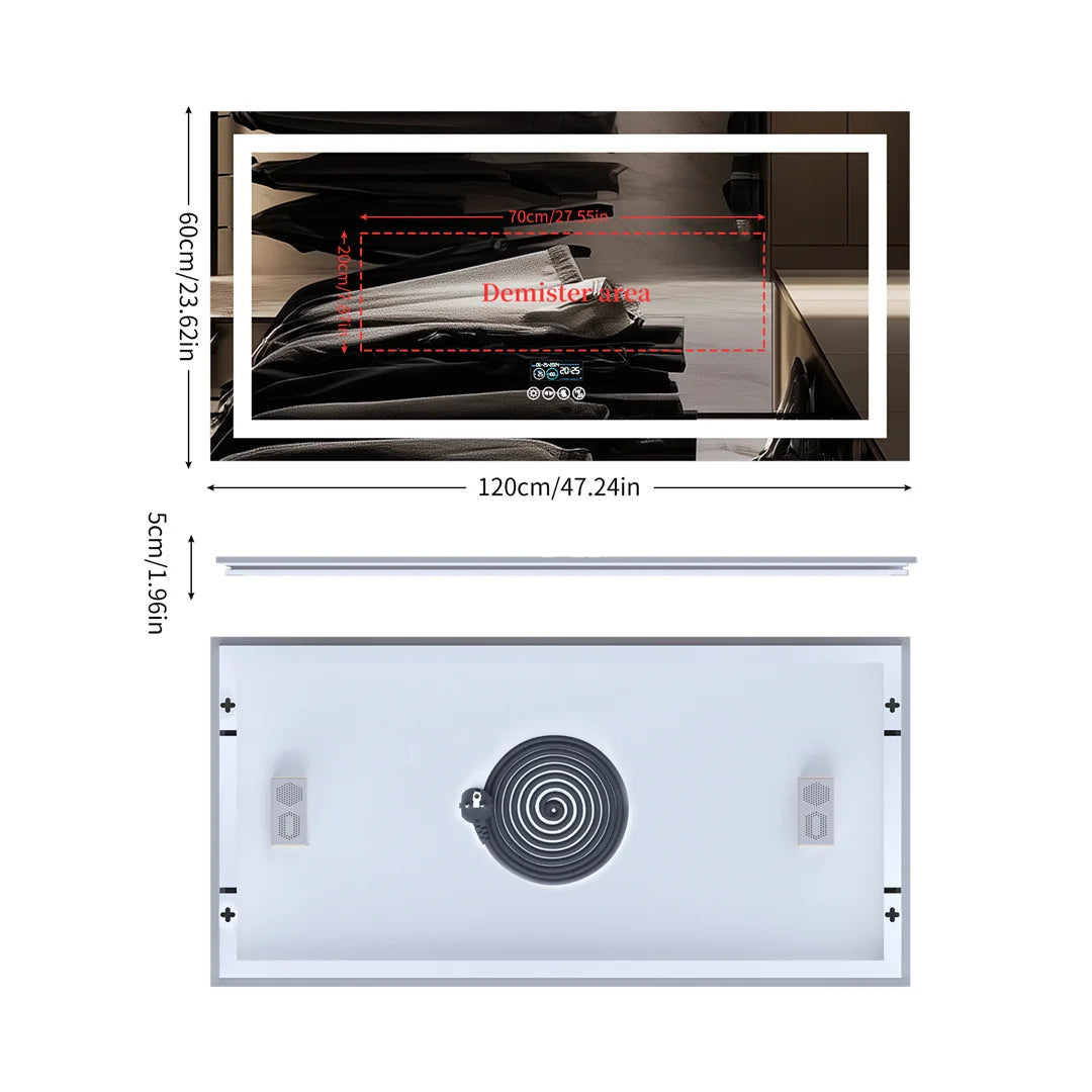LUVODI Illuminated Bluetooth Bathroom Mirror With Defog And Speaker