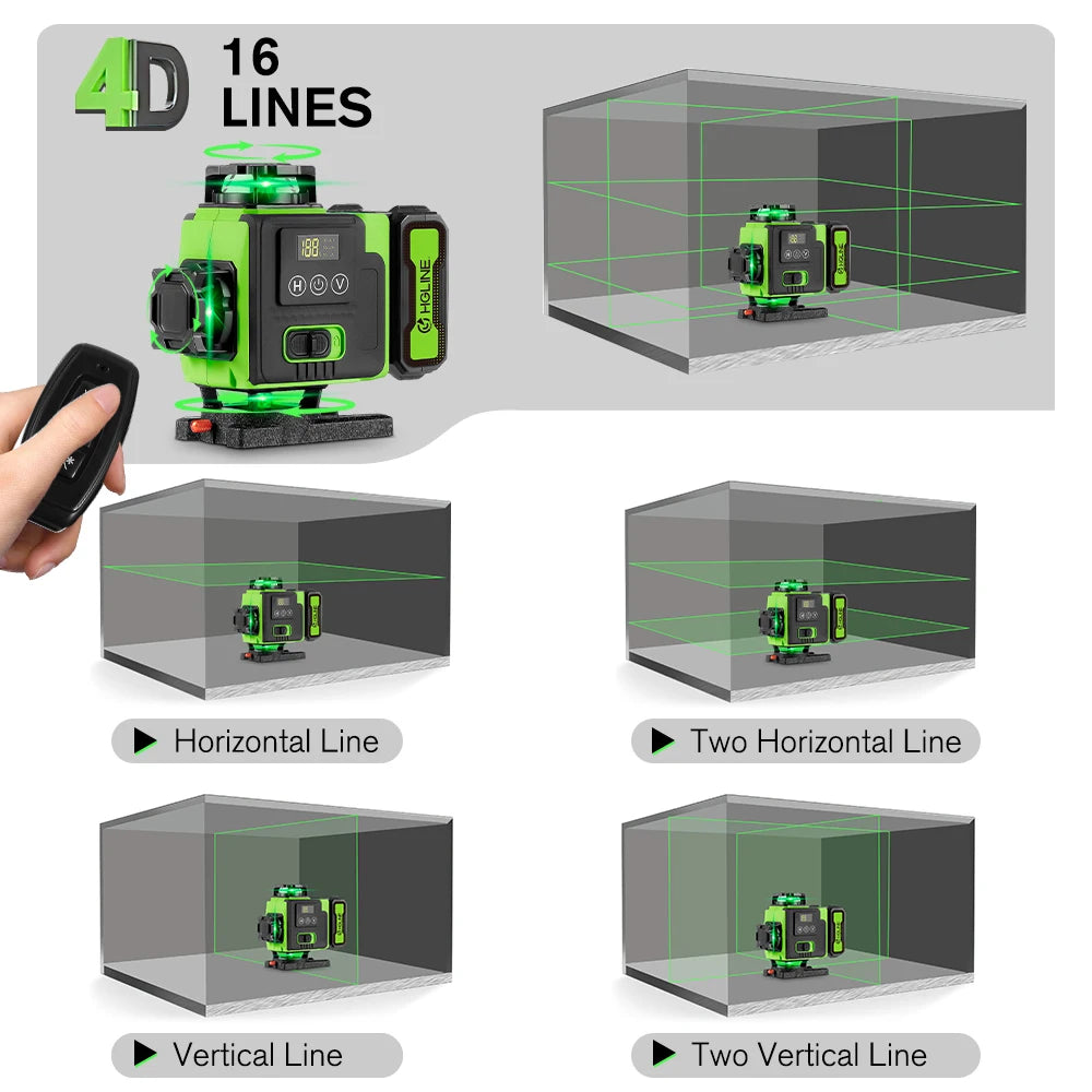 HGLINE 16 Line Laser Level With Tripod And App Remote