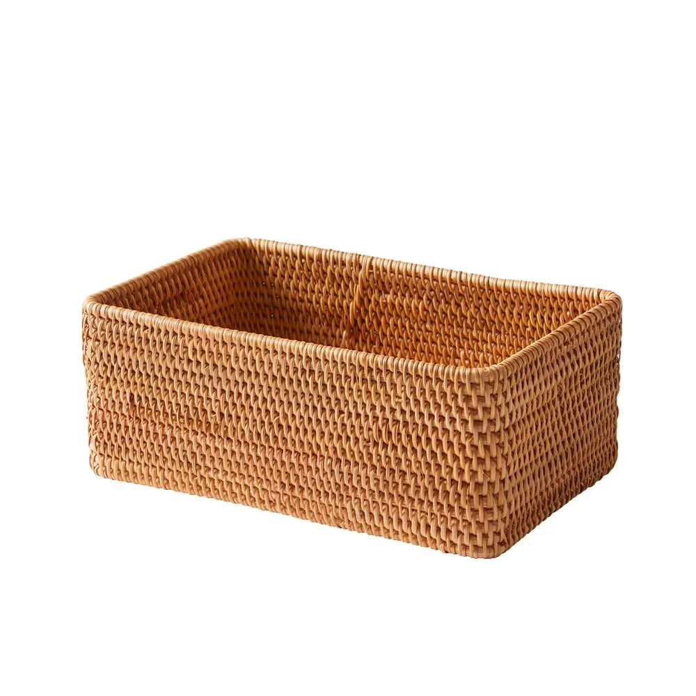 NONECN Rattan Bathroom Organizer Basket Rust Resistant Storage