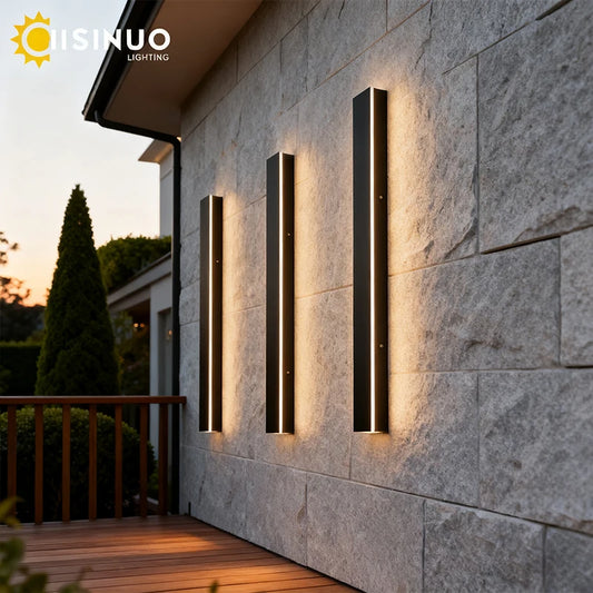 IISINUO Waterproof Outdoor Wall Lamp LED Linear Lighting IP65 Aluminum Sconces