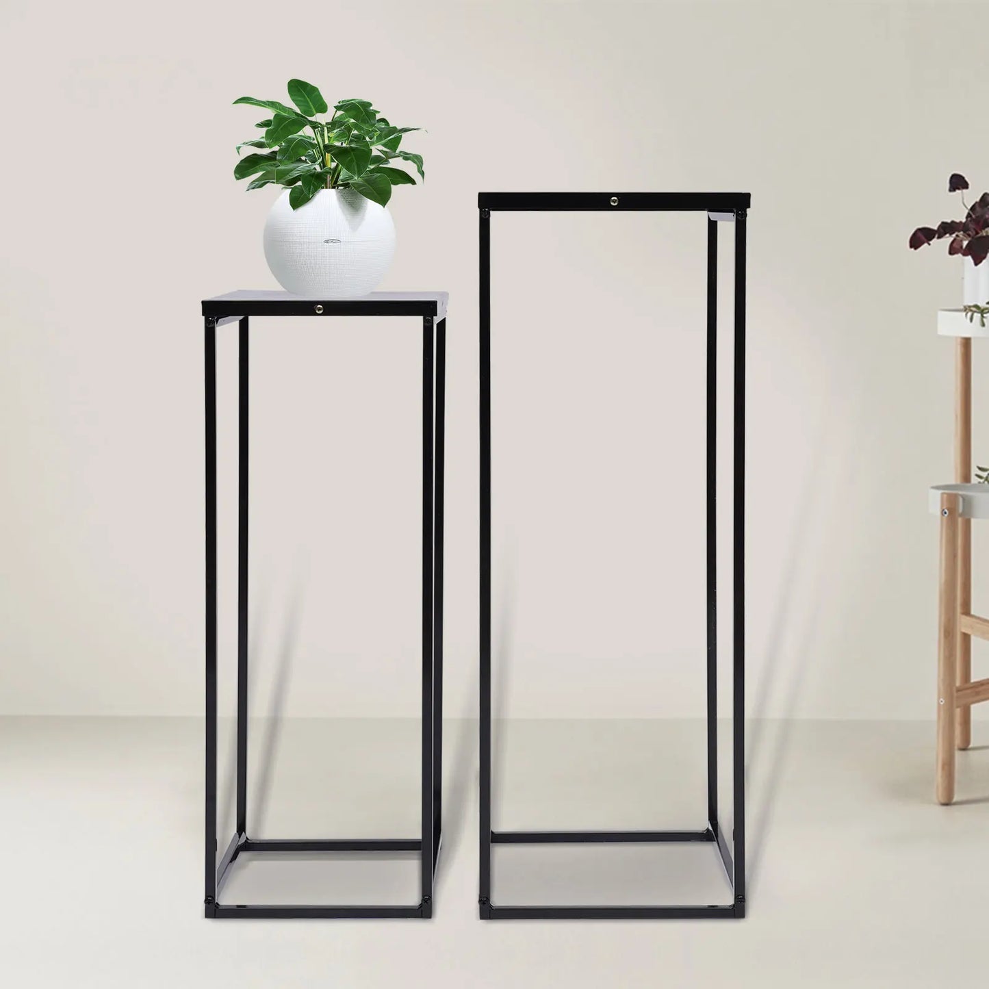 Metal Plant Stand Set Of 2 Indoor Outdoor Flower Rack