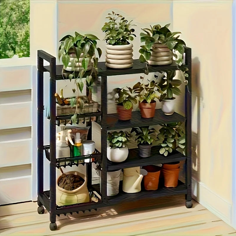 New Heavy-Duty Faridabio 4-Tier Freestanding Shelf with 3 Baskets - Durable Carbon Steel, for Kitchen, Bathroom, Tool Organizati