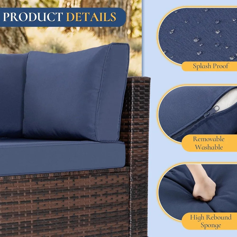"7-Piece Outdoor Patio Furniture Set, Wicker Sectional Sofa with Rattan Modular Design – Comfortable Cushioned Conversation Set