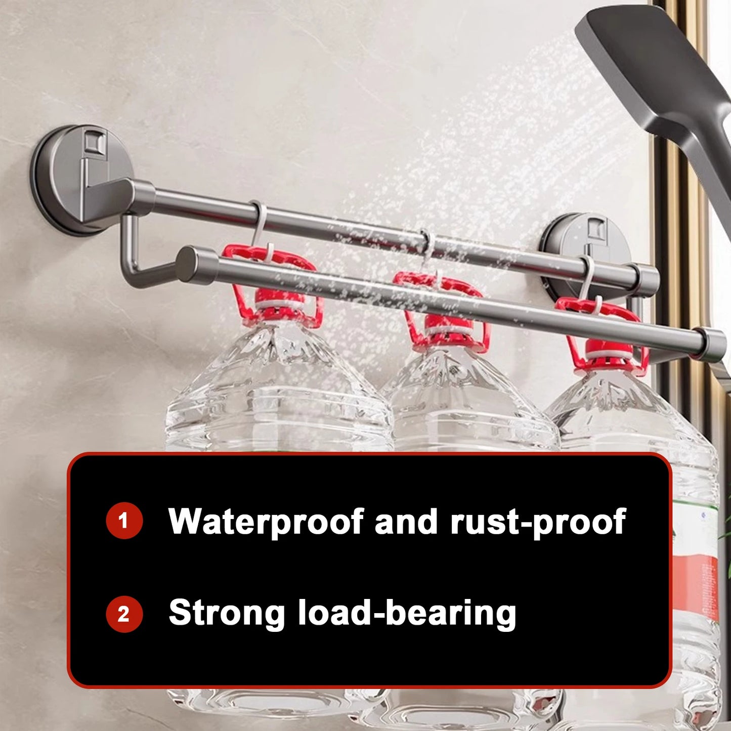 RUITHOE Suction Cup Towel Rack Wall Mount Double Bar