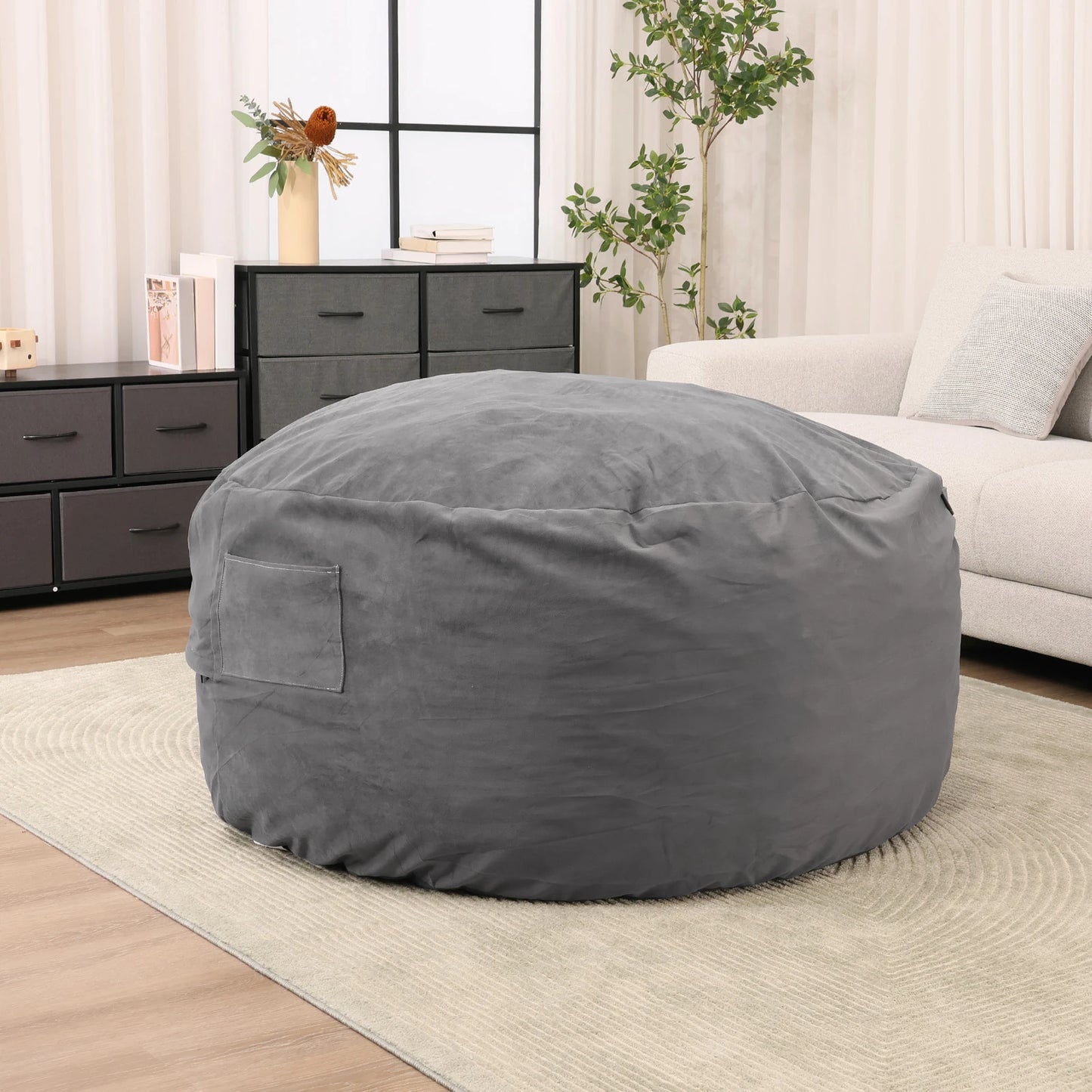 JHK Oversized 3/4FT Bean Bag Chair for Gaming and Reading Foam Filled Couch with Removable Washable Cover Living Room Furniture