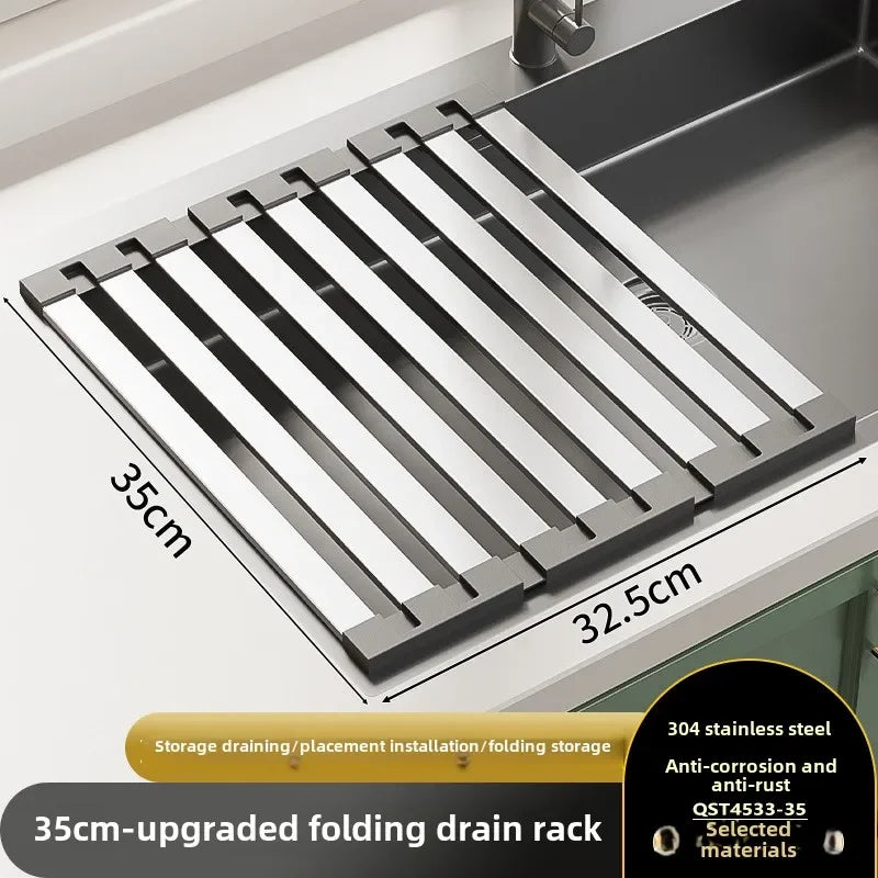 Dutrieux Stainless Steel Kitchen Sink Drain Rack Foldable