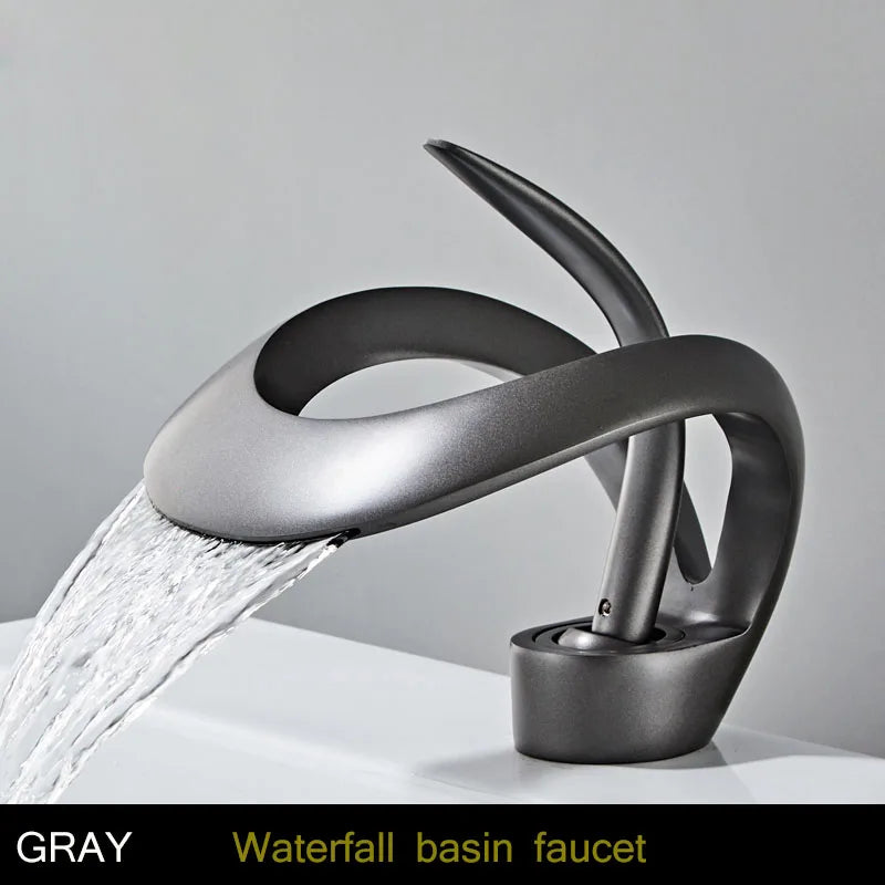 Bakala Brass Waterfall Basin Faucet Deck Mounted Hot And Cold