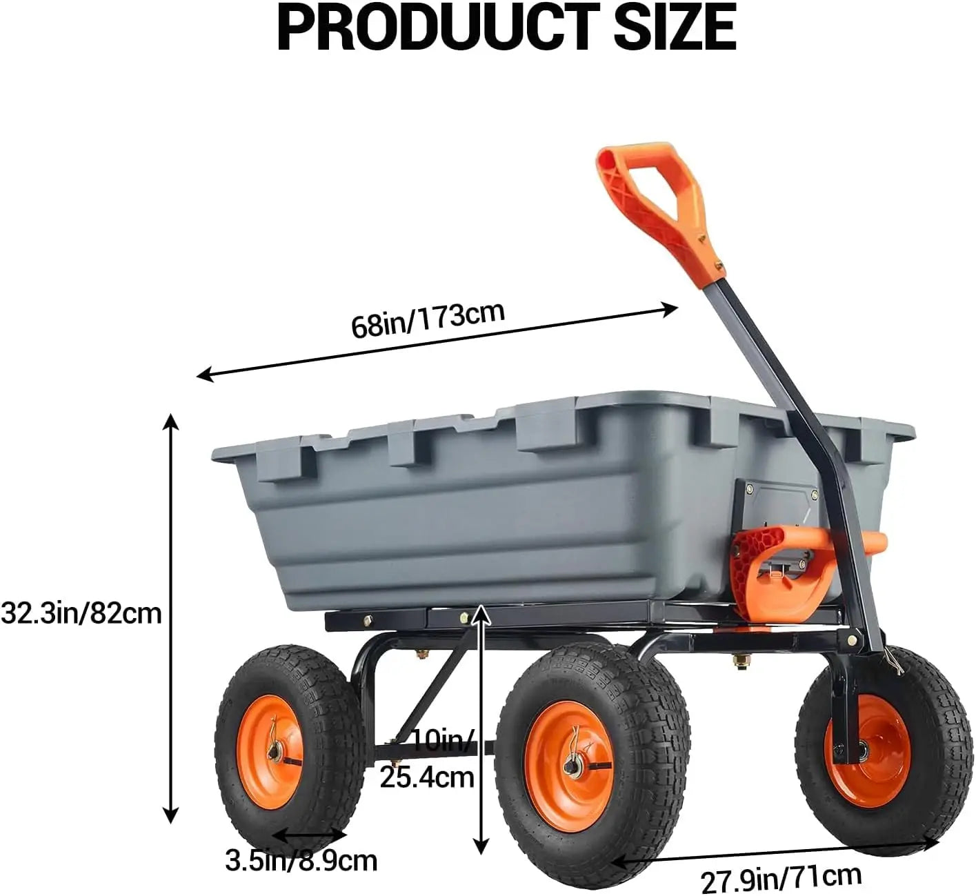 HiMISS Poly Garden Dump Cart Heavy Duty Wheelbarrow With Steel Frame