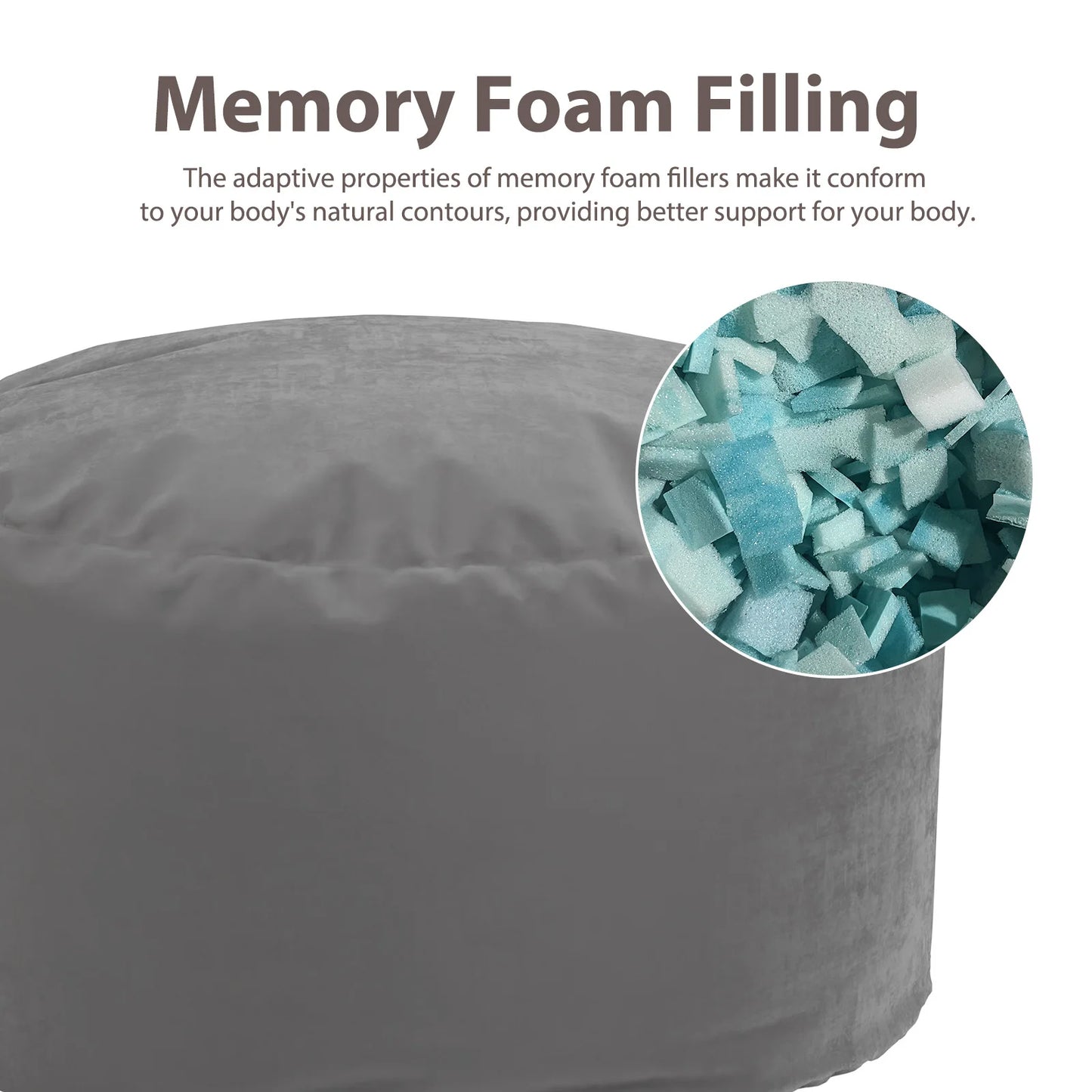 JHK Oversized 3/4FT Bean Bag Chair for Gaming and Reading Foam Filled Couch with Removable Washable Cover Living Room Furniture