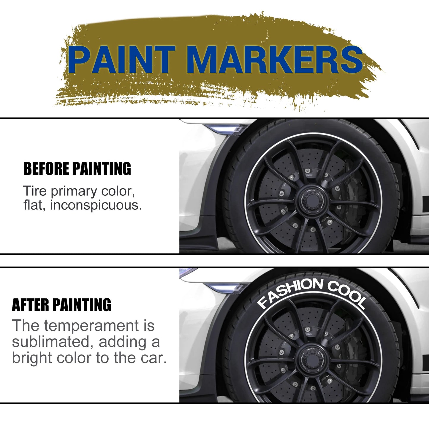 Portable White Paint Marker For Car Tire Lettering Quick Dry Waterproof Marker Strong Waterproof Paint Pen For Glass Wood