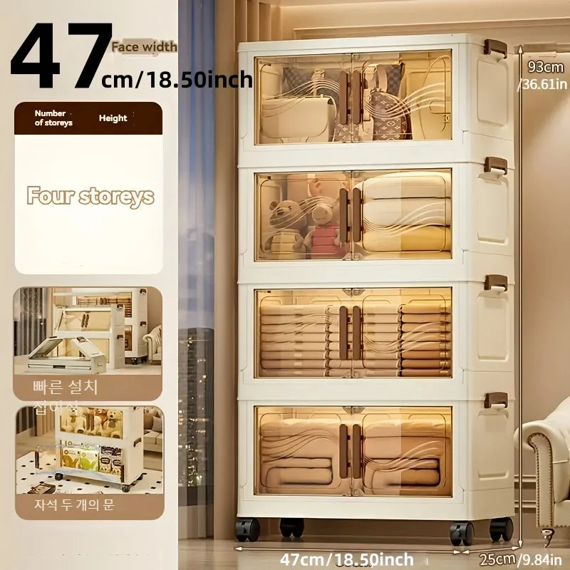 NONECN Foldable Storage Box With Clear Door For Organizing Clothes