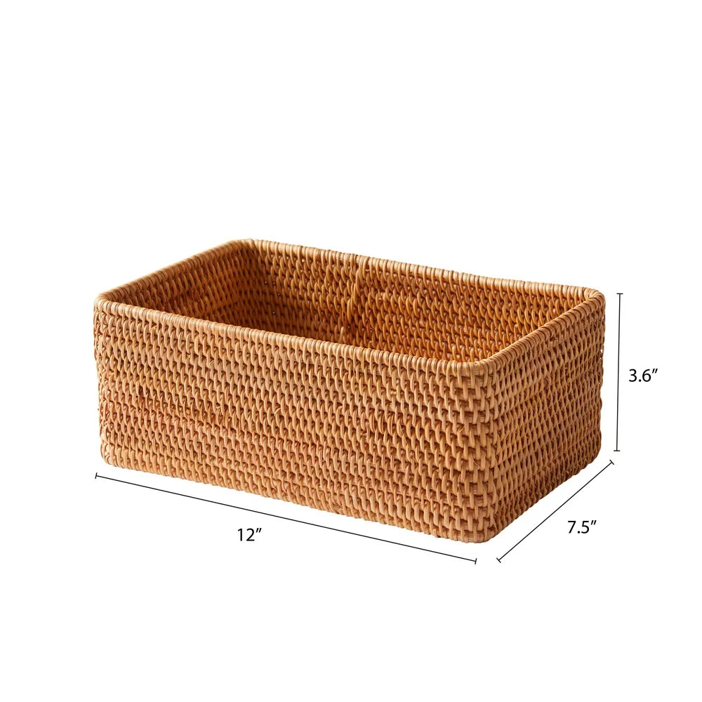 NONECN Rattan Bathroom Organizer Basket Rust Resistant Storage