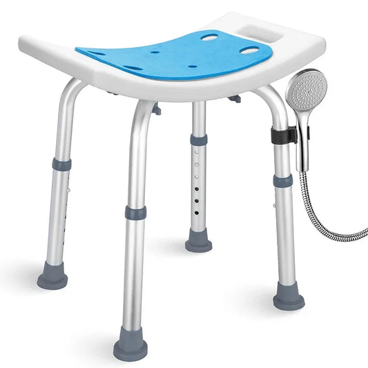 Adjustable Bath Stool Chair for Shower Anti Slip Aluminum Legs