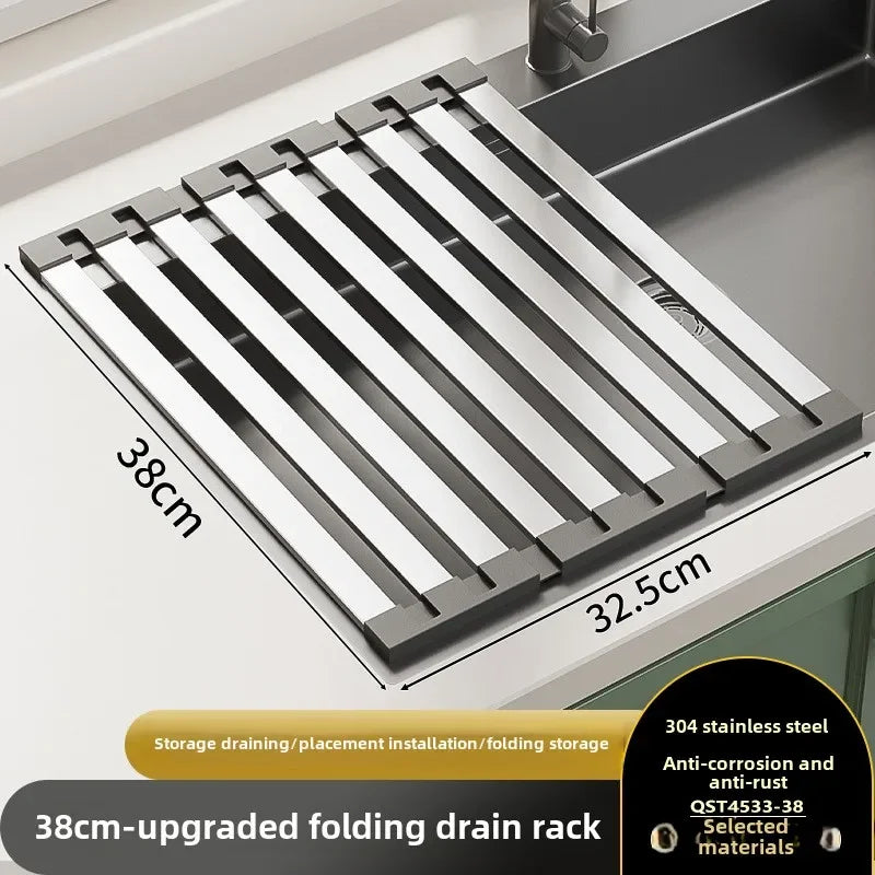 Dutrieux Stainless Steel Kitchen Sink Drain Rack Foldable