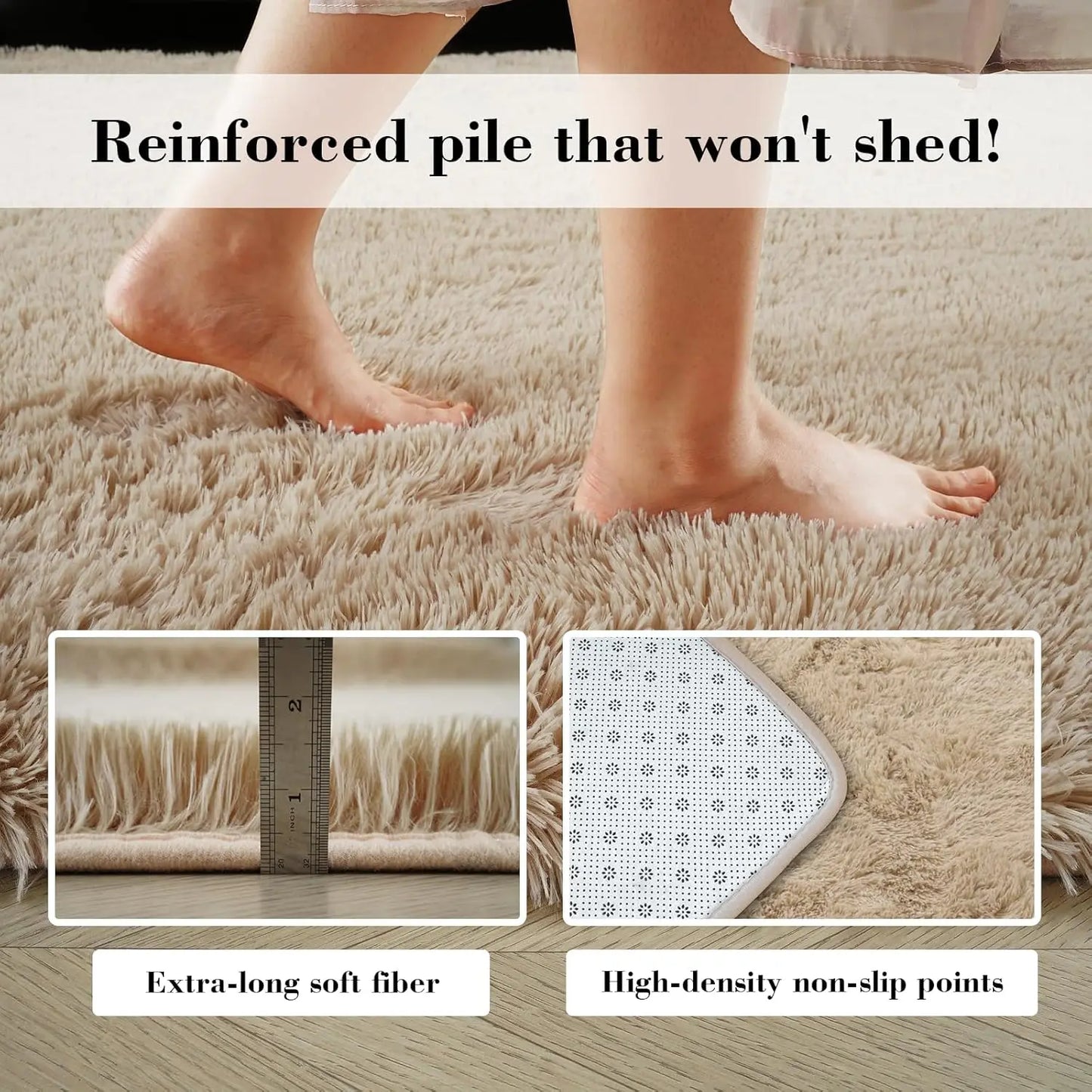 Fluffy Shaggy Area Rug Anti-Skid Soft Carpet for Living Room